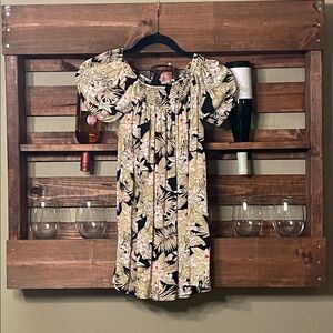 Volcom Girls Hawaiian Floral Puff Sleeve Dress